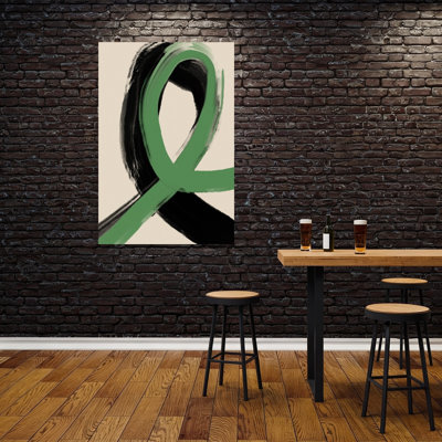 Green Ribbon Flow Abstract Contemporary Minimalist Wall Art Print by Treechild - Wrapped Canvas Print