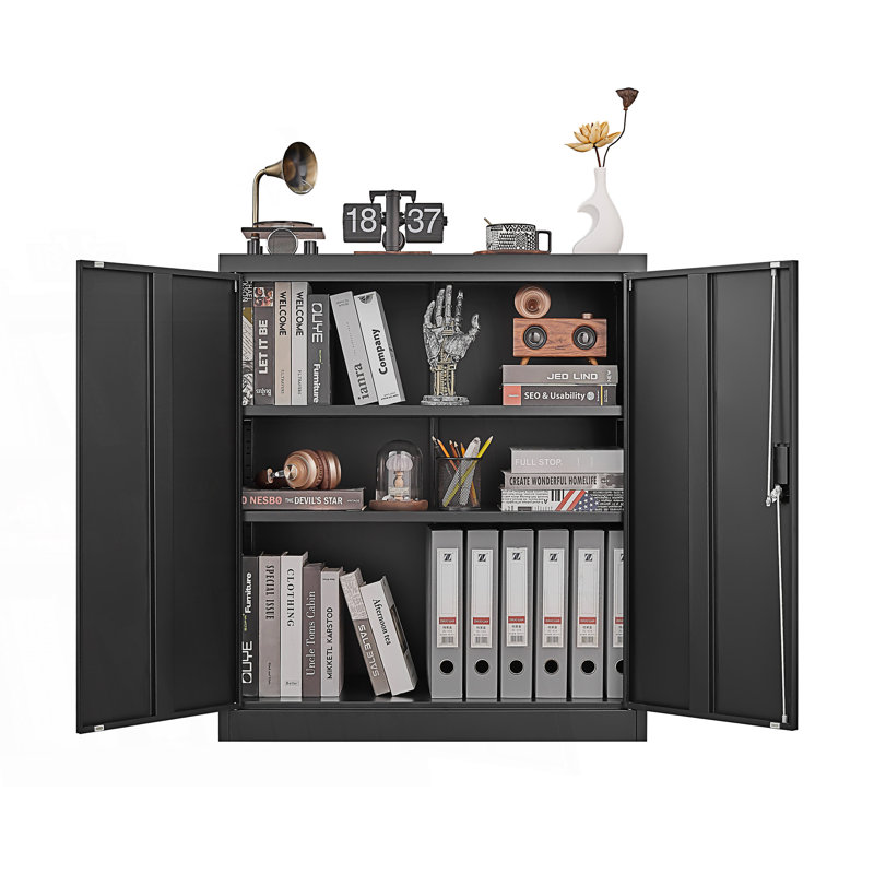 Casier de rangement, classeur, armoire de rangement avec serrures de porte et deux tablettes réglables, armoire d'appoint
