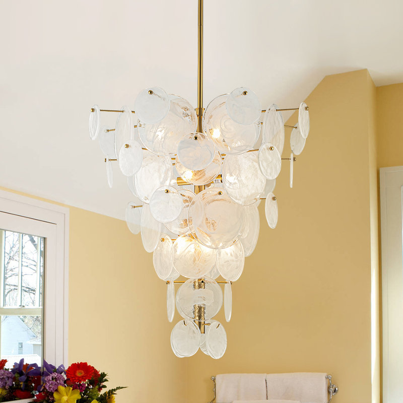 12 - Light Misty Glass Layered Chandelier