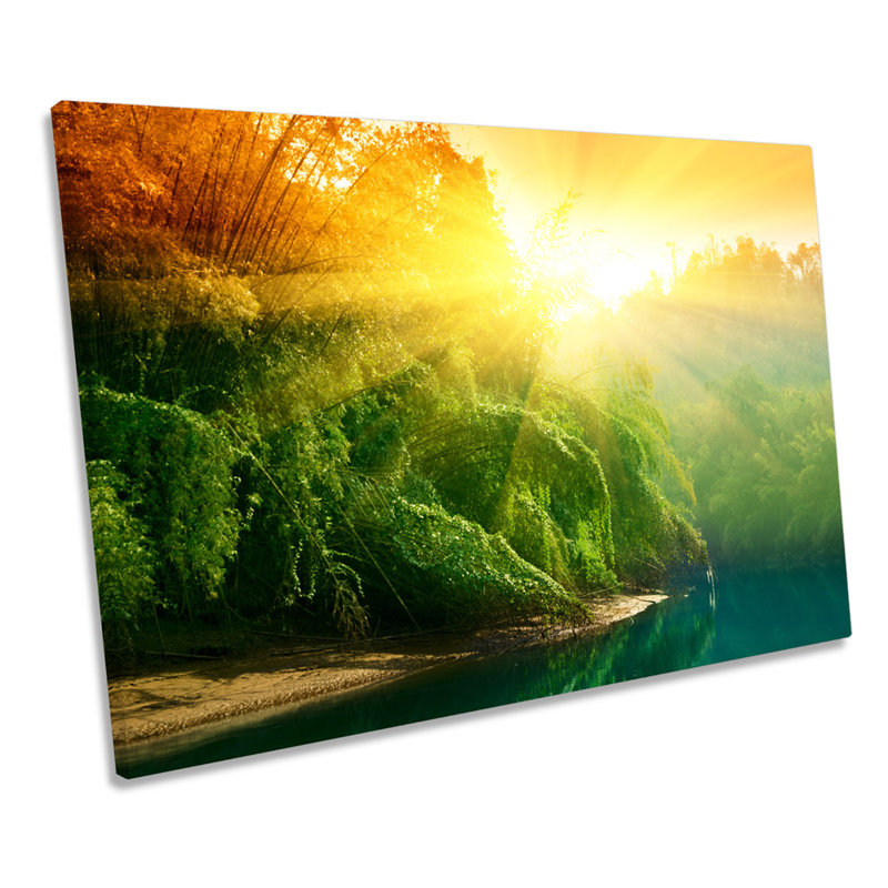 Thailand Jungle Sunset Landscape - Wrapped Canvas Art Prints, 30.5cm H x 45.7cm W