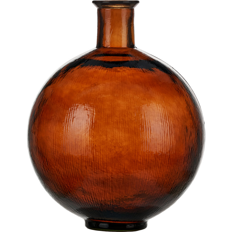 Round Recycled Glass Vase, Pecan Brown