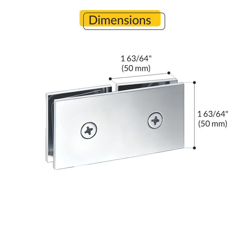 Pince de douche en verre chromé brillant, Chrome brillant