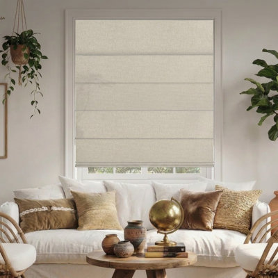 Roman Shades Top Down Bottom Up Blackout Linen Beige Cordless Living Room