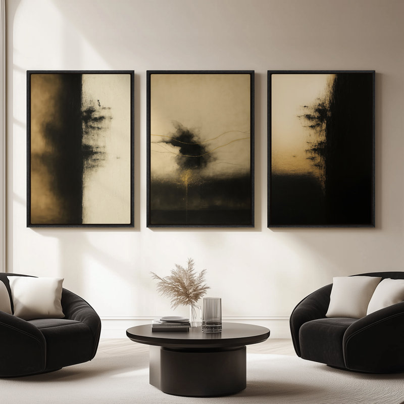 Art mural encadré sur toile, impressions murales abstraites rétro 24 "x 36", H 36 po x l 24 po, Noir