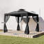 Outsunny 3 x 3 m Metal Gazebo Garden Pavillion Double Roof Black