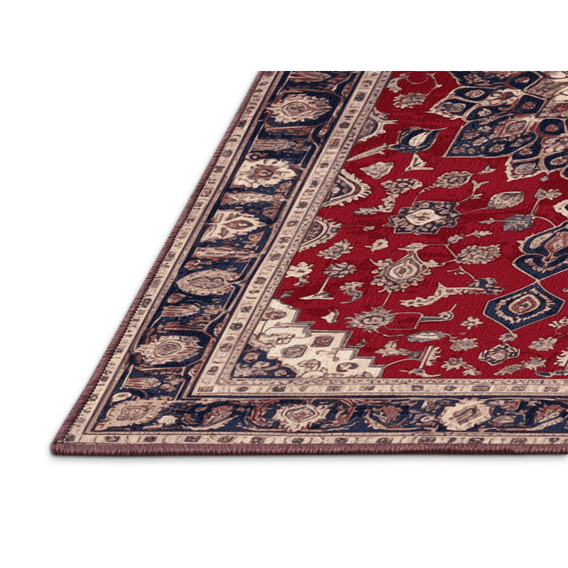 Machine Washable Persian Red Area Rug, Square 3'