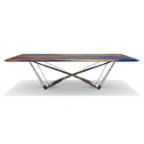 Walnut Metal Base Dining Table