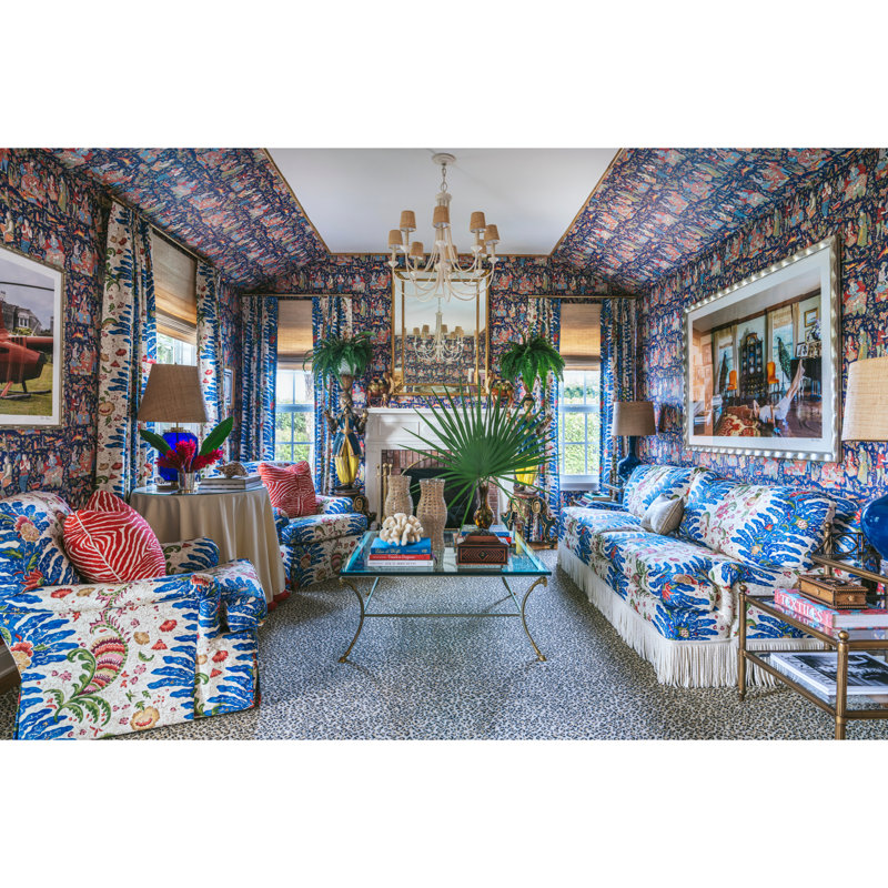 La Menagerie Shalimar Toile Paper Roll, Navy/Red