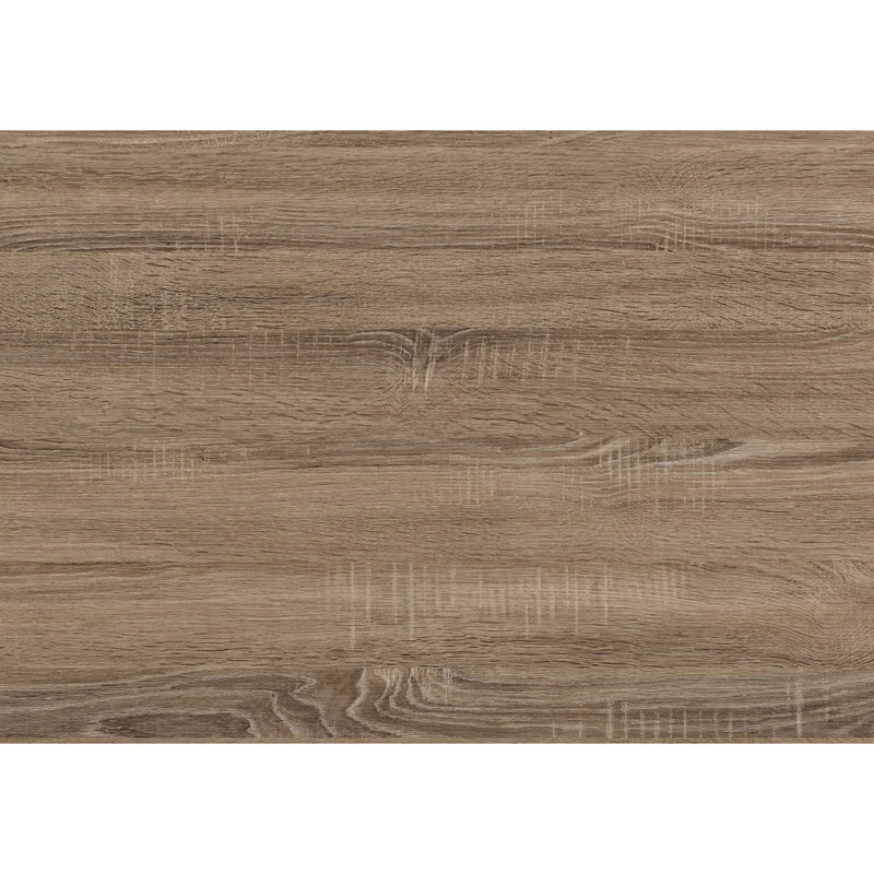 Table basse élégante avec plateau rectangulaire en stratifié taupe et piètement en métal noir, structure de plateau contemporaine pour salon.