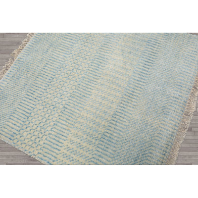 2'x2' Ivory Tibetan Abstract Wool and  Silk Oriental Area Rug