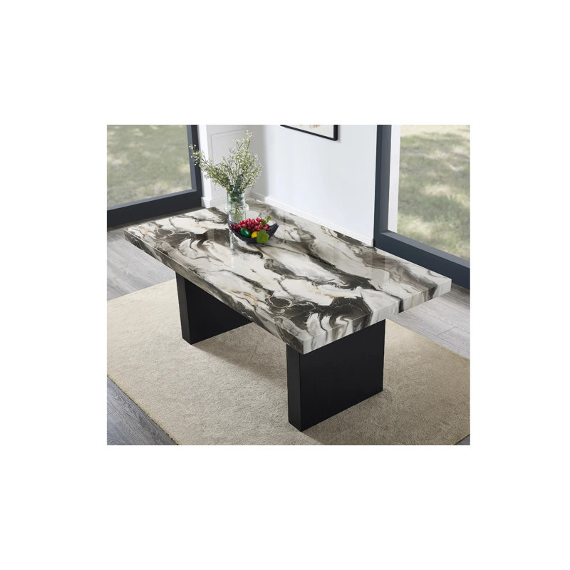 Havant 7-piece Modern Marble Dining Set With Upholstered Chairs