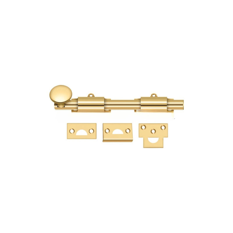 Brass Latch/Catch/Bolt, PVD Polished Brass, 1.25" H x 6" W x 1" D