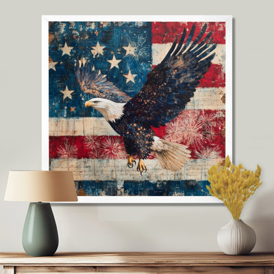 Patriotisme, aigle et drapeau des États-Unis, paysage V - aigle, art mural