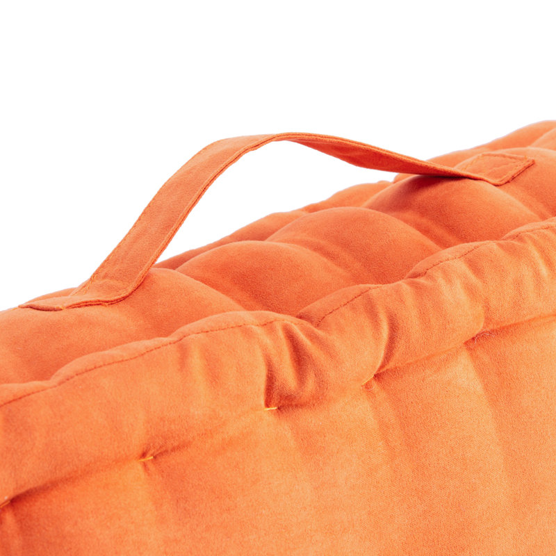 Gardenia Floor Pillow, Orange, 18" H x 18" W