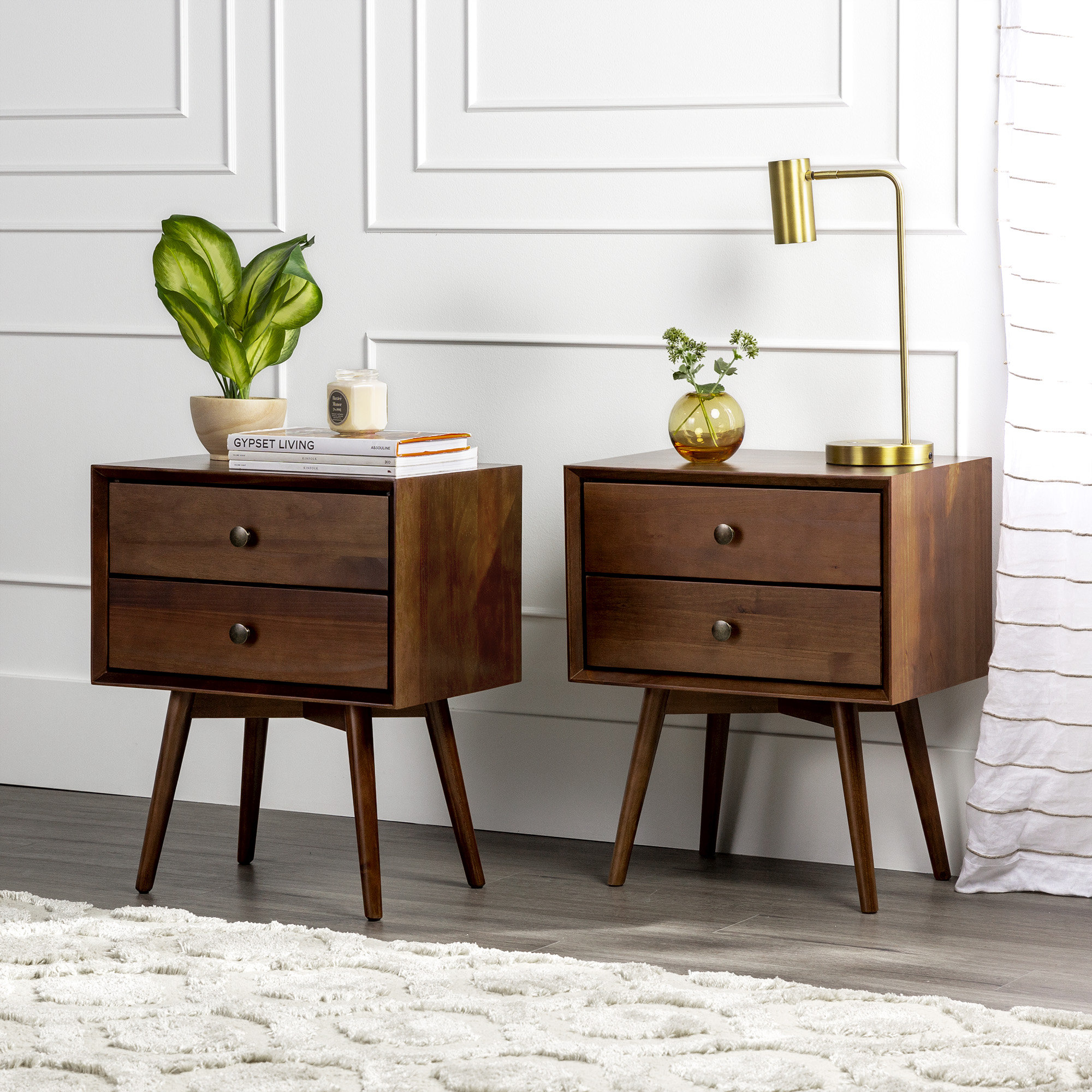 Wade Logan® Akshan 2-Drawer Solid Wood Nightstands (2-pack) | Wayfair