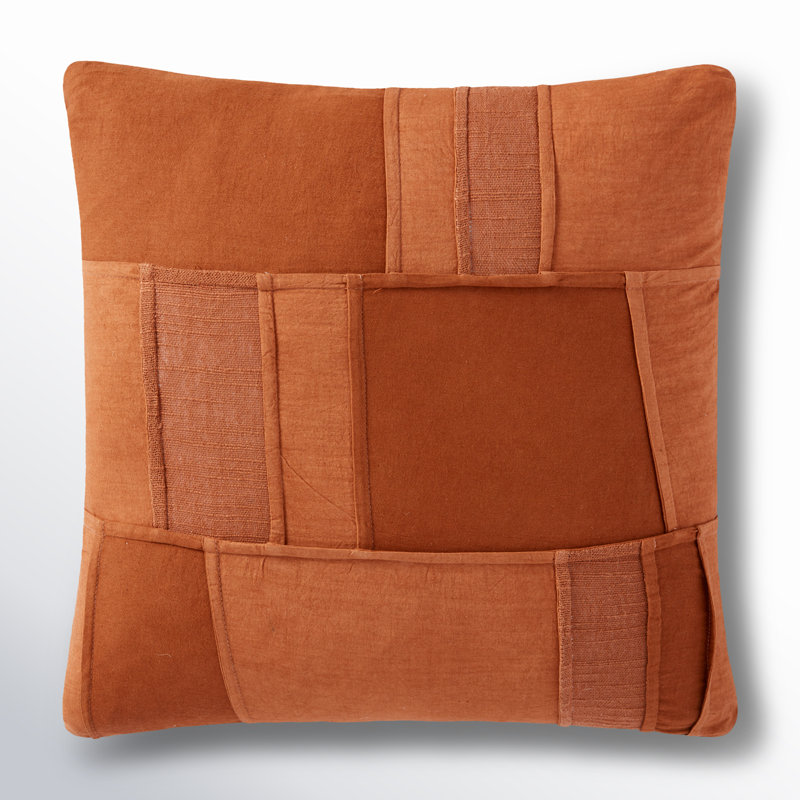 Stephan Decorative Square Cotton Pillow Cover and Insert, Rust, Down Blend