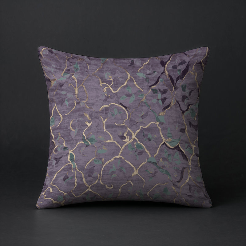 Coussin décoratif intérieur / extérieur bleu Modern Modern, Rose abstrait, Carré 16 po