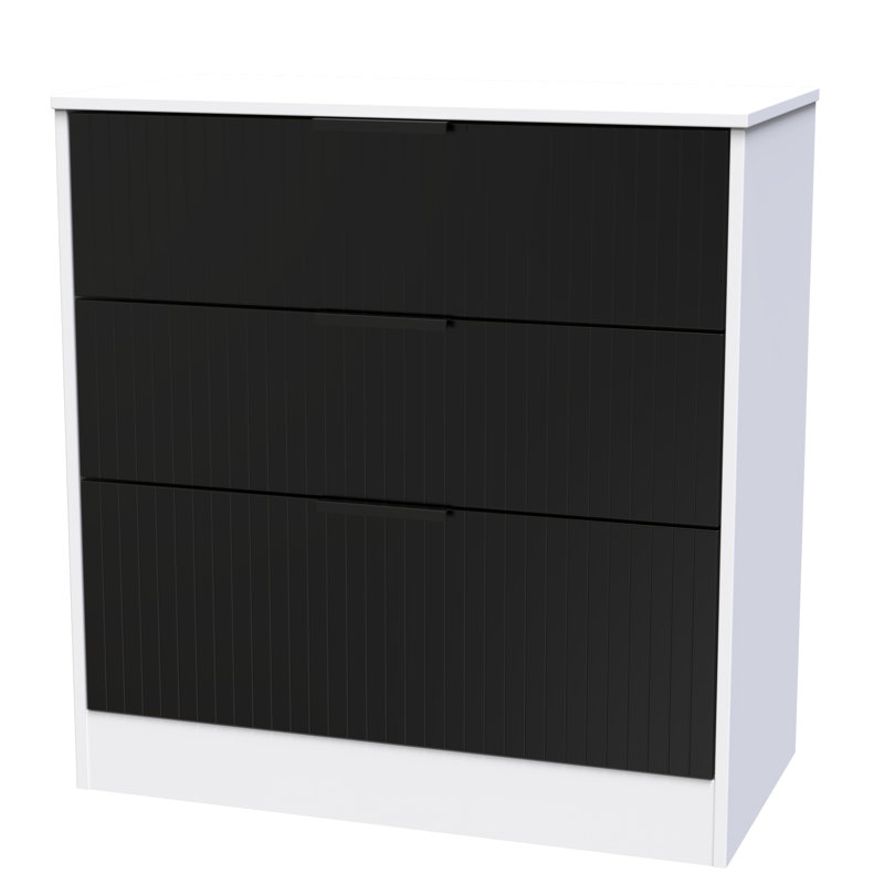 Berklie 77cm W 3 - Drawer Chest of Drawers, Deep Black/White