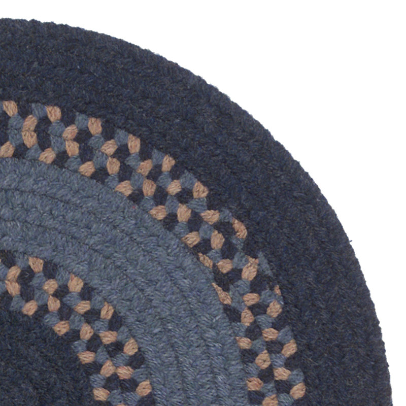 Tapis réversible en mélange de laine Schœnock - bleu marine, Ovale 2 pi x 4 pi