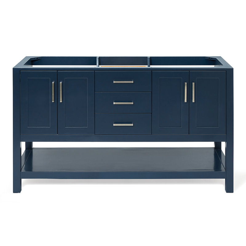 60'' W Double Bathroom Vanity Base, Midnight Blue