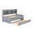 Grey Twin-Size Wooden Captain Bed With Internal Bookshelves, 3 Drawer Storage & Trundle Twin In Gray Built-In Bookcases, Drawers And Included-1697283713-1697283718