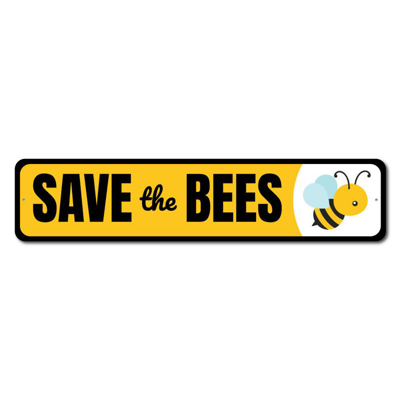 Plaque en aluminium «Save the Bees», H 6 po x l 24 po x P 0,06 po