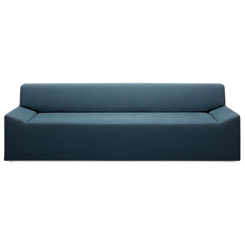 Couchoid Leather Sofa, Slate Genuine Leather, 28" H x 75" W x 34" D