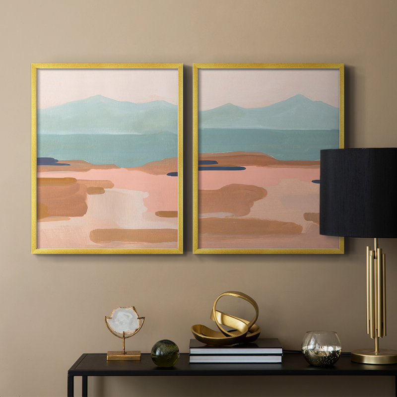 «Desert Sunrise I», reproduction encadrée de qualité supérieure - prête à être accrochée - aucun clou requis - aucun clou requis