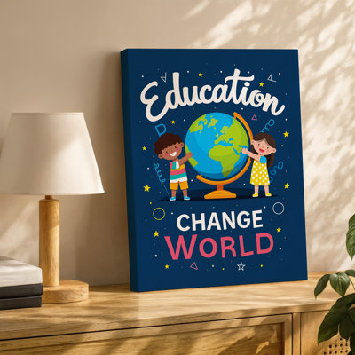 Canvas Create A Vibrant And Engaging Educational Poster Featuring Two Cartoon Wall Art Children With Diverse Appearances One With Canvas Wall Art