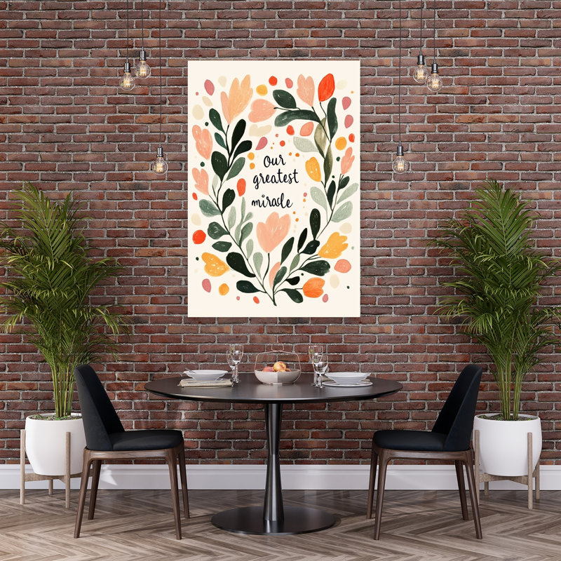 Illustration murale abstraite contemporaine représentant un paysage floral étreint., H 60 po x l 40 po