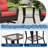 3-Piece Outdoor Patio Conversation Set with 360° Swivel Rocker Chairs and Glass Top Table, Navy Blue Cushioned Bistro Set