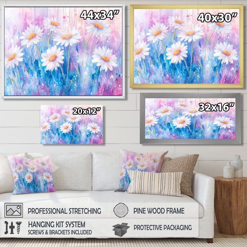 Décoration murale marguerite blanche au lever du soleil I - marguerites, Reproduction encadrée d'une seule photo sans pass