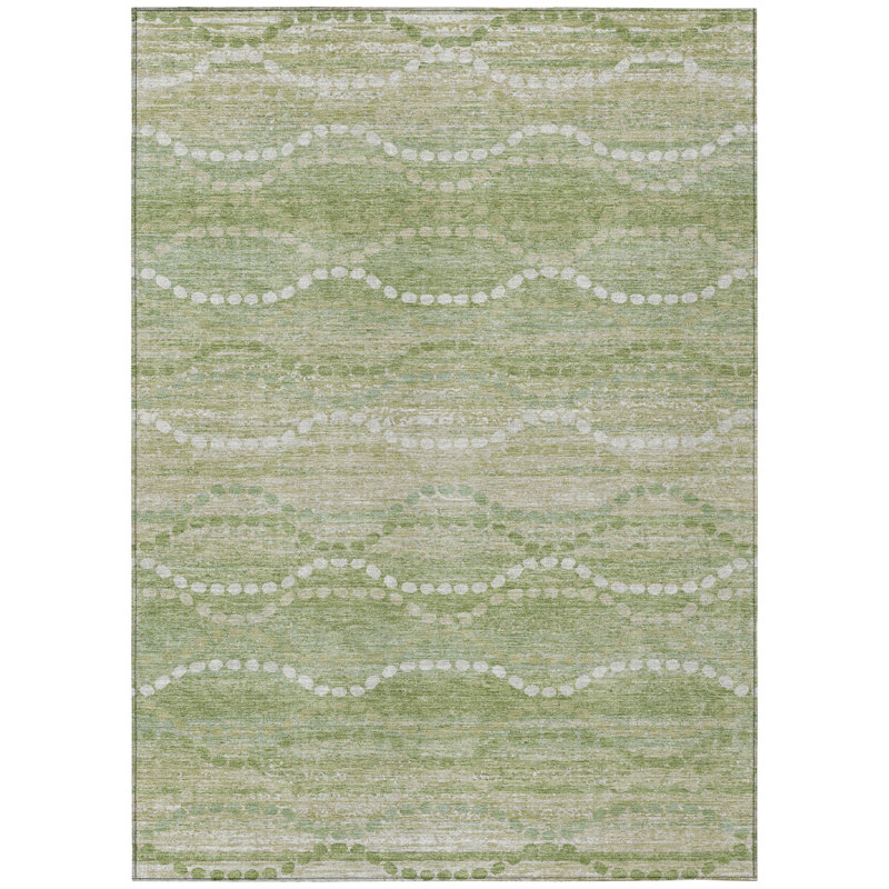 Machine Washable Indoor/Outdoor Xhevrie Sage Rug, Rectangle 9' x 12'