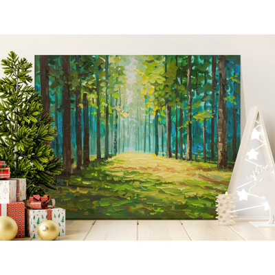 Forest Canvas Wall Art, Oil Painting Style, Trees Landscape Print, Gallery Wrapped, Ready to Hang, Decor