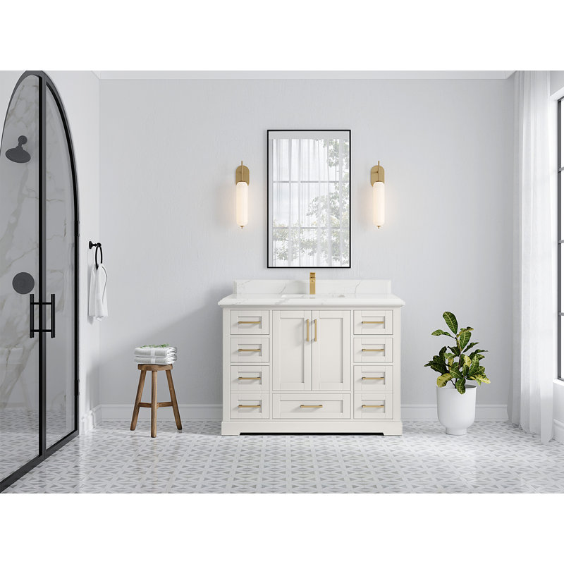 Boston 48 po X P 22 po Meuble-lavabo simple en albâtre, Calacatta Laza