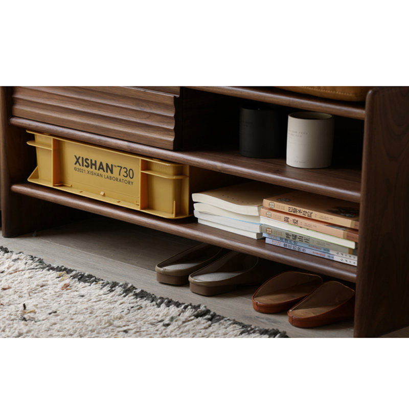 Black Walnut Shoe Changing Stool 6 Pair Solid Wood Shoe Storage Bench