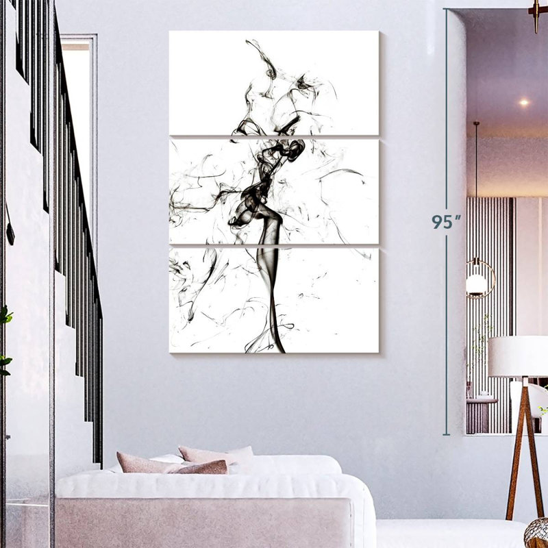 Senne Abstract Black Smoke - The Dancer, 74" H x 48" W