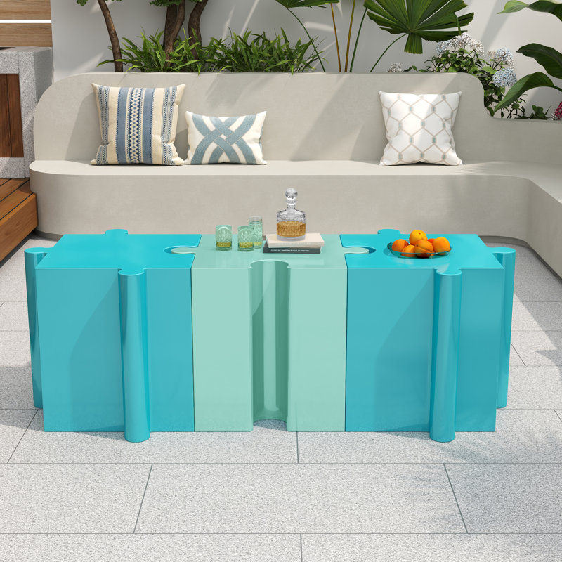 Ensemble de tables d'appoint artistiques 3 pièces MGO, Bleu clair / Vert clair