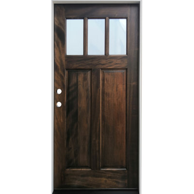Craftsman Mahogany Wood 3-lite Insulated Glass Espresso Stain Prefinished 36 In. X 80 In. Prehung 4 9/16 In. Composite Jamb Rh
