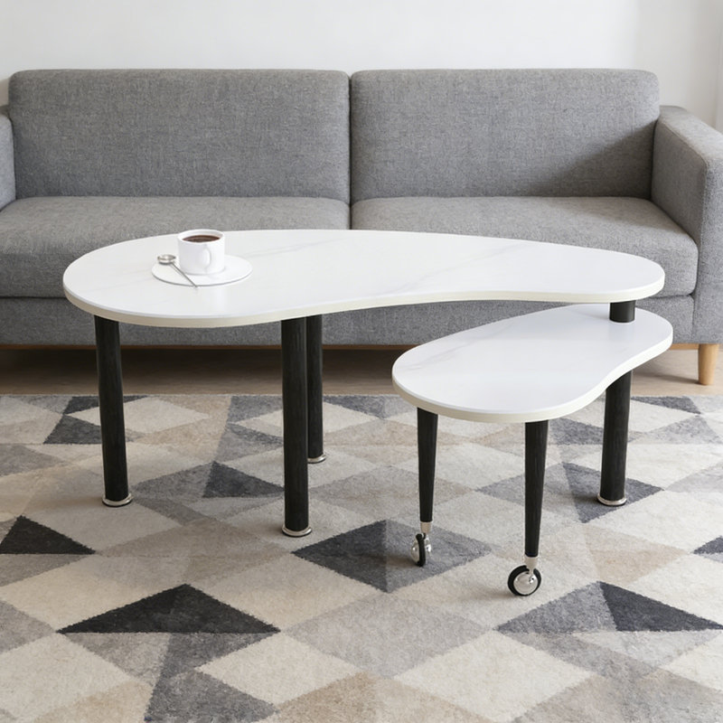 Walnut Wood Grain 360° Rotatable Coffee Table - Oak Veneer Top With Waterproof Wear-resistant Pu Paint, Sturdy Cocktail Table For Living Room & Bedroom