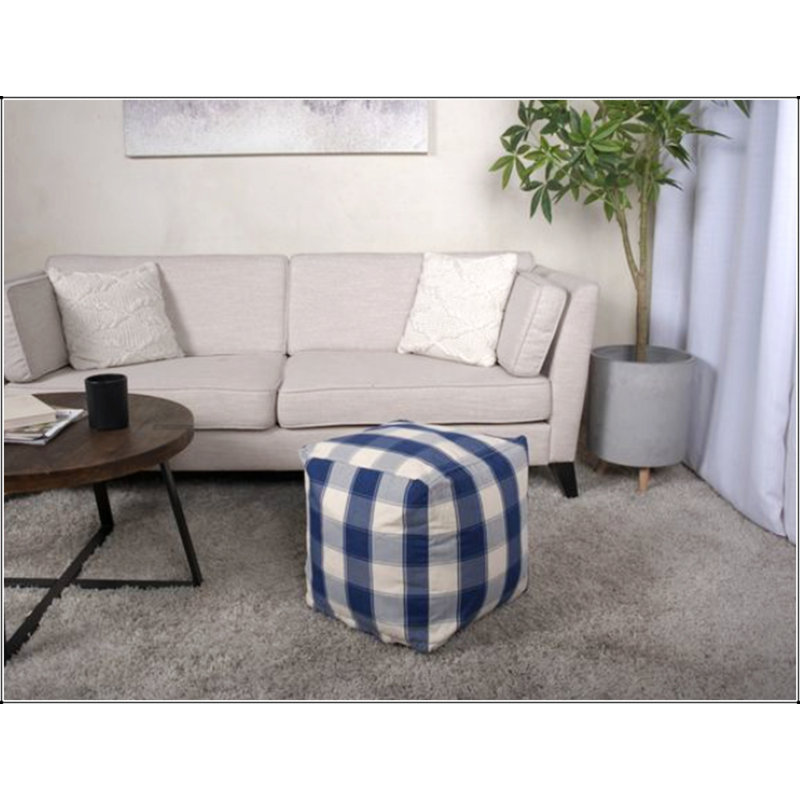 Pouf carré à carreaux, repose-pieds polyvalent et coussin de sol Connor