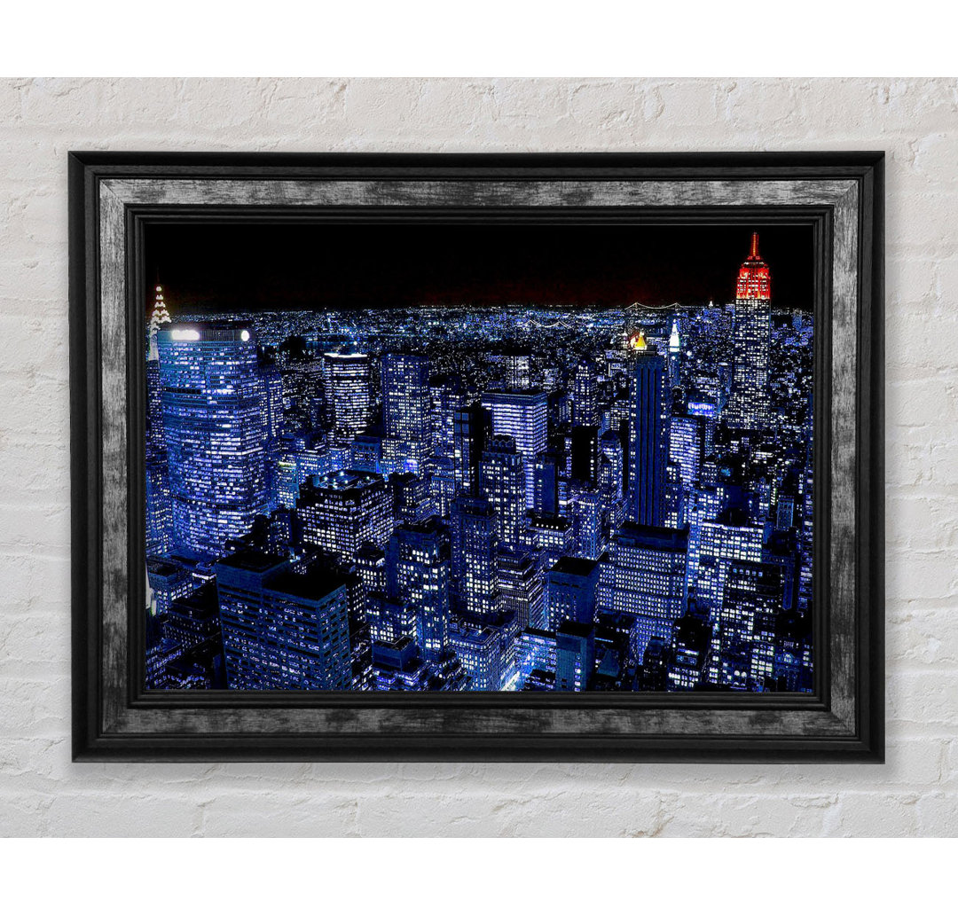 New York City Night Blues Red Top - Einzelne Bilderrahmen Kunstdrucke