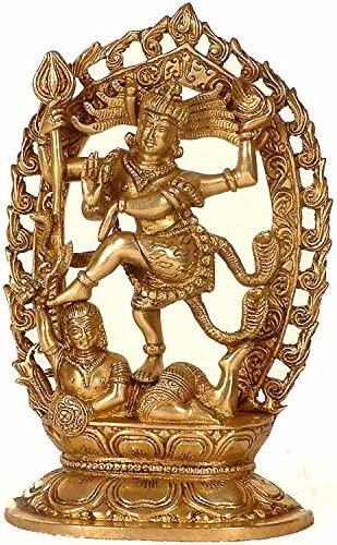 Handcrafted Brass Nataraja Statue, 9 in. Tall | Cosmic Dance Figurine for Meditation Room & Home Altar