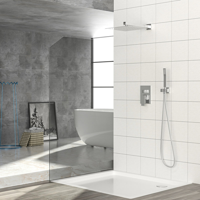 Wall Mounted Dual Shower System - , With Rainfall And Handheld Showers For Enjoyable Bath Time Head In Valve, 1.8 Gpm Max Flow, Rain