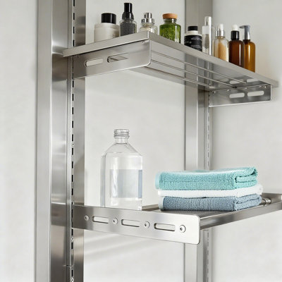Fixturedisplays® 2PK Single Slot Standard 31-Inch Shelving Track, Chrome Plated, For Storage Closet Wall Shelf Organization 18763-2PK