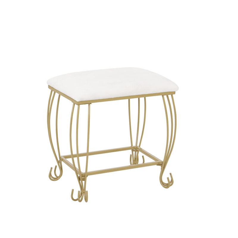 Elegant White and Gold Vanity Table Set with Bench