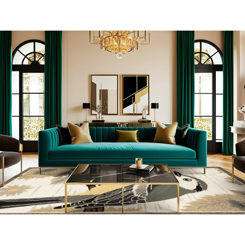  Tapis lavable à motif d'oiseaux blancs japonais, Rectangulaire 8 pi x 10 pi