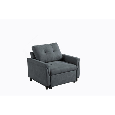 Francesca 35"W Dark Gray Woven Convertible Armchair