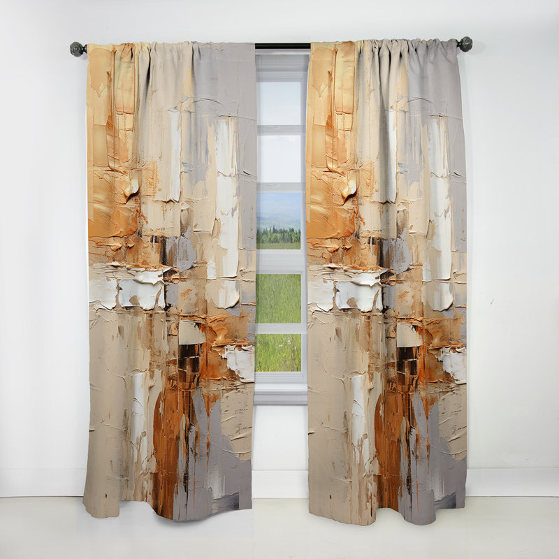 Beige Grey Geometric Collage II - Abstract Collages Blackout Abstract Curtain - 1 Panel, 52" W x 84" L