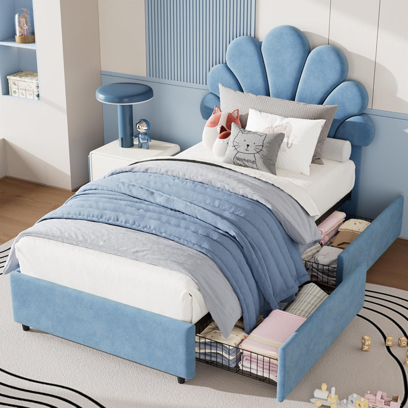 Base de lit simple pour enfants, Bleu